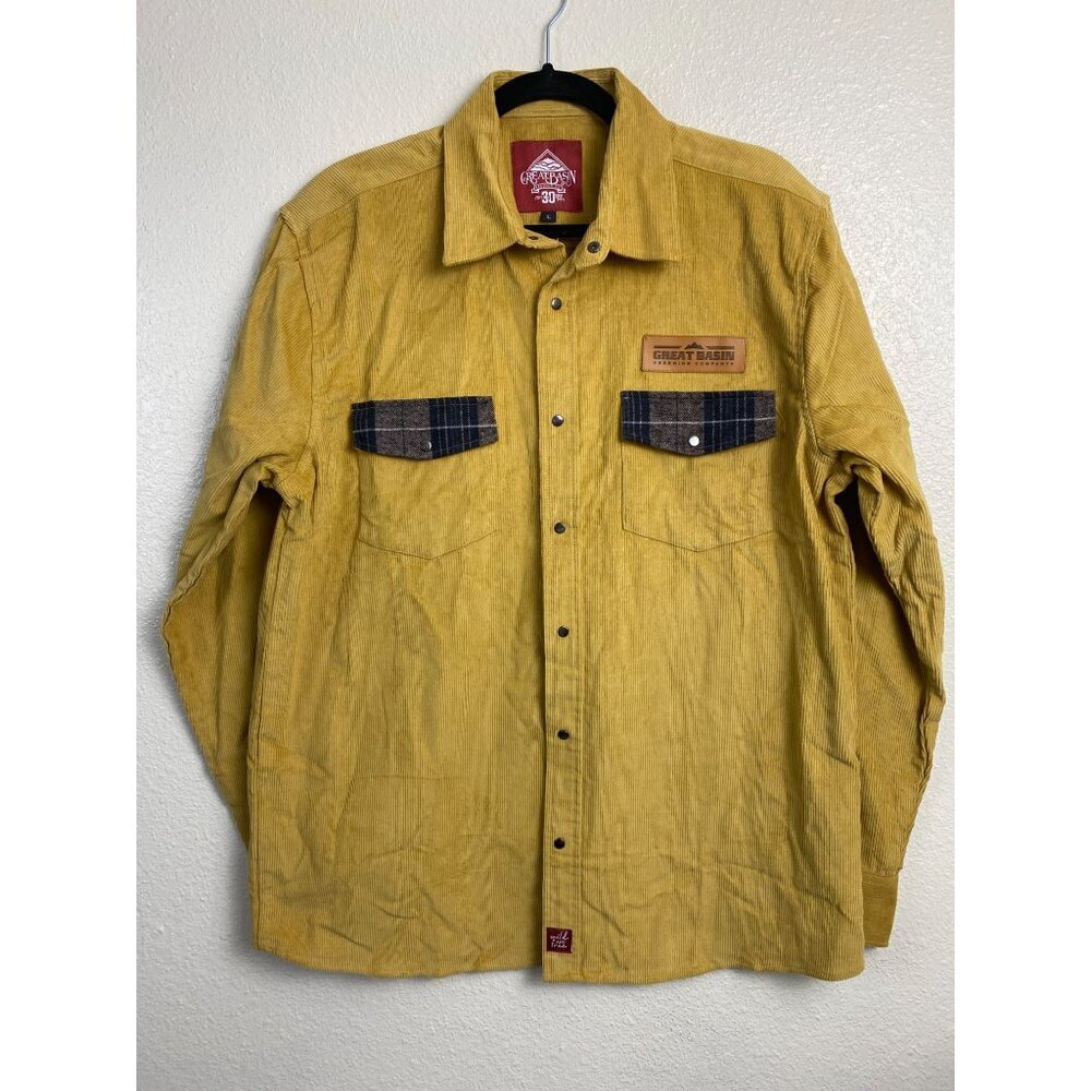 Great Basin Mustard Corduroy Double Pockets Loose Shirt Jacket Men Large Shacket